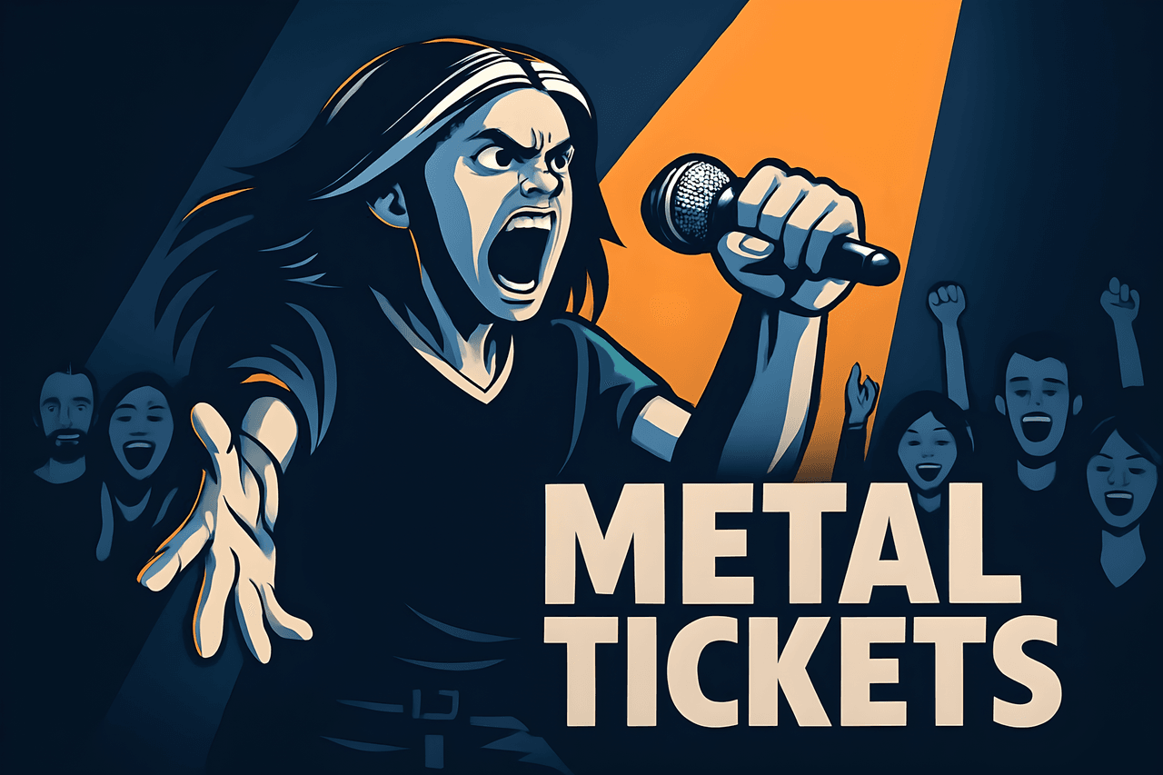A female artist performing heavy metal
