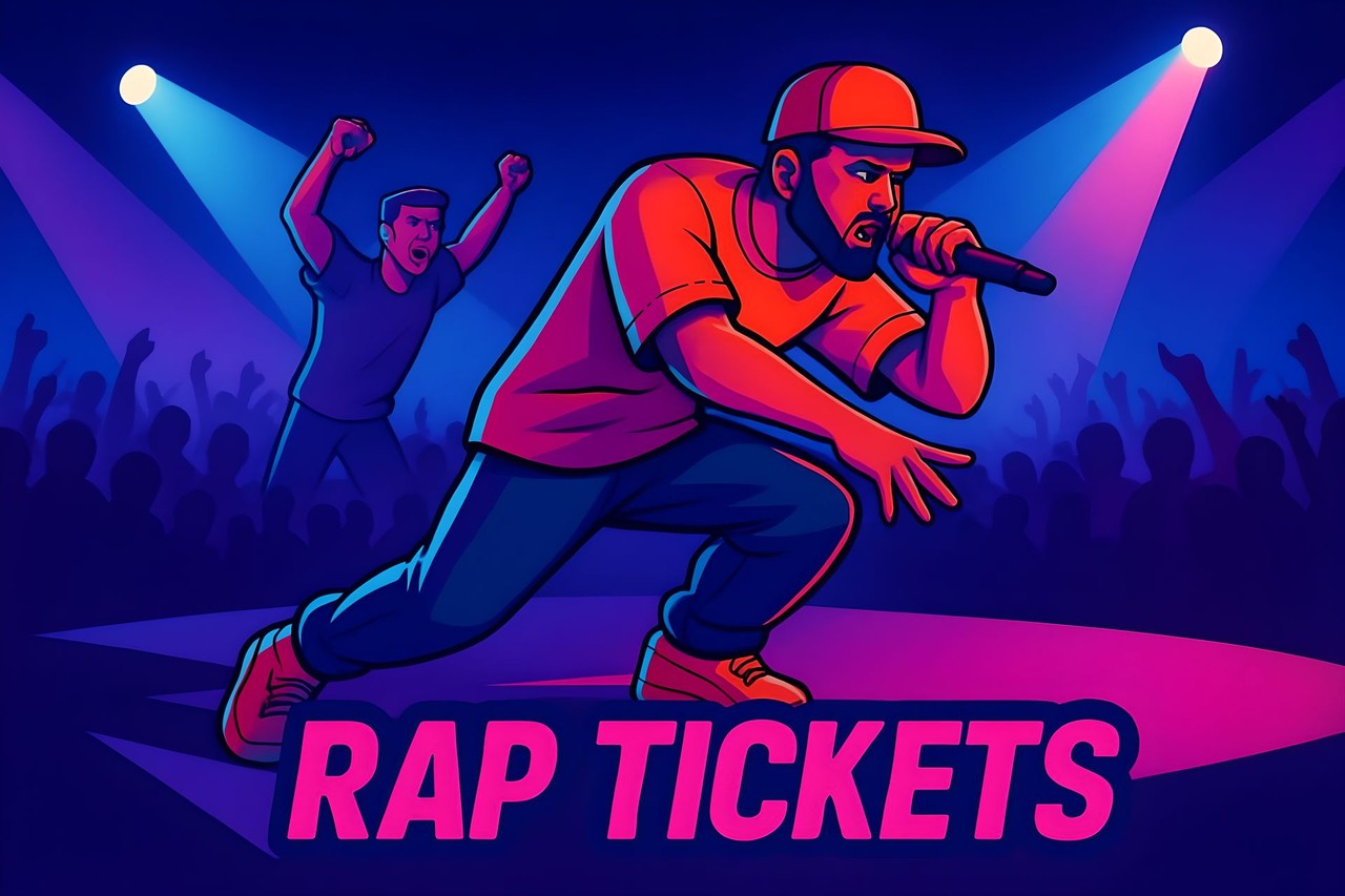 A male hip-hop artist performing live